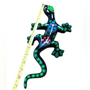 Large Mexican Pottery Lizard Hanging Patio Wall Hanging Gecko 13” Black